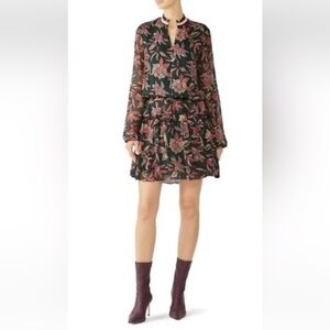 Scotch & Soda Dark Floral Long Sleeve Dress